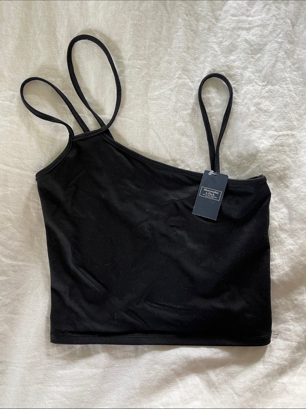 Abercrombie & Fitch Black Asymmetric Double-Strap Crop Top